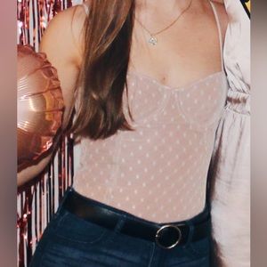 White fox Polka Dot Corset Bodysuit